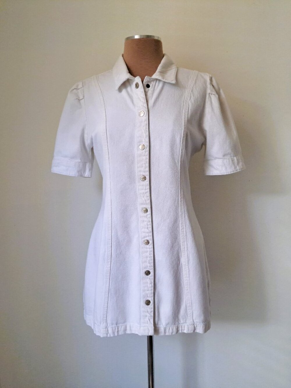 Sincerely Jules Juniors White Cotton Shirtdress Shorts Sleeve Size L